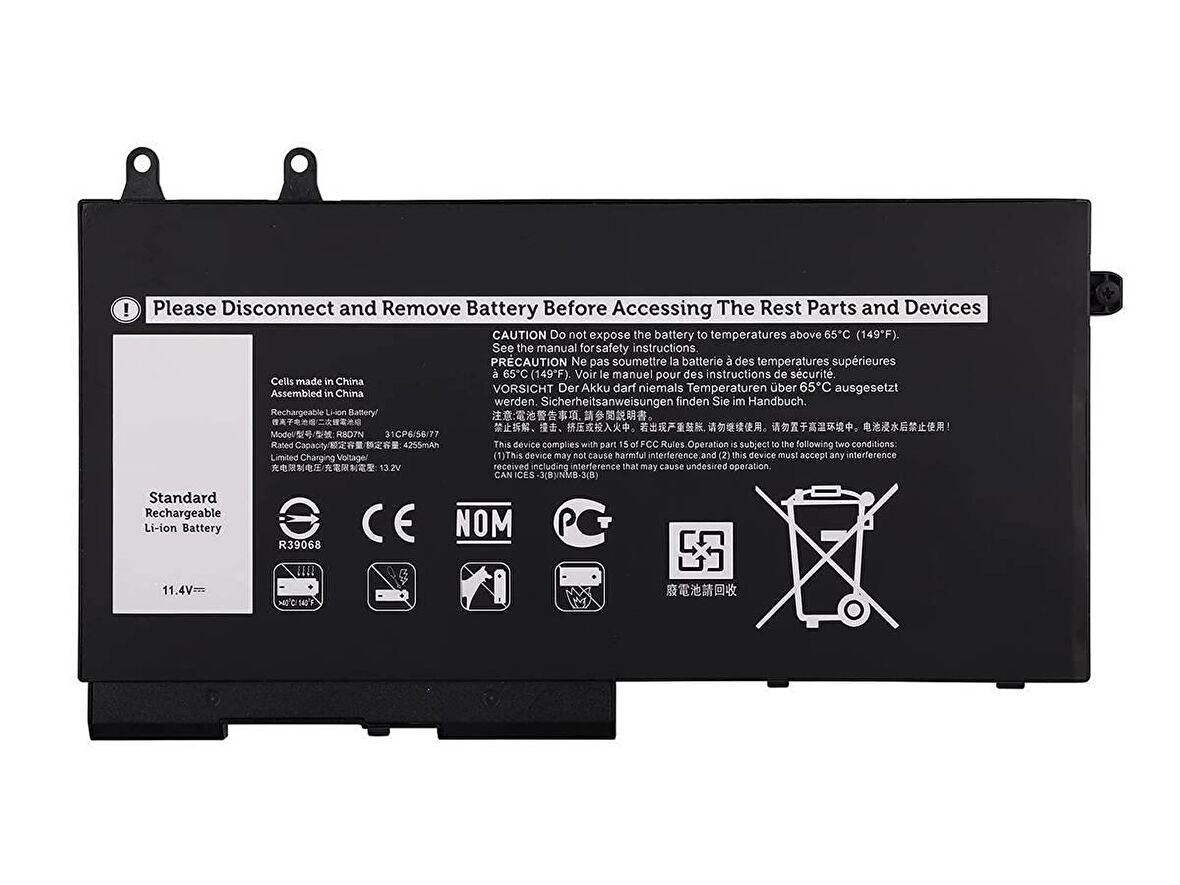 Dell 5500 Notebook Bataryası Pili - 3 Cell